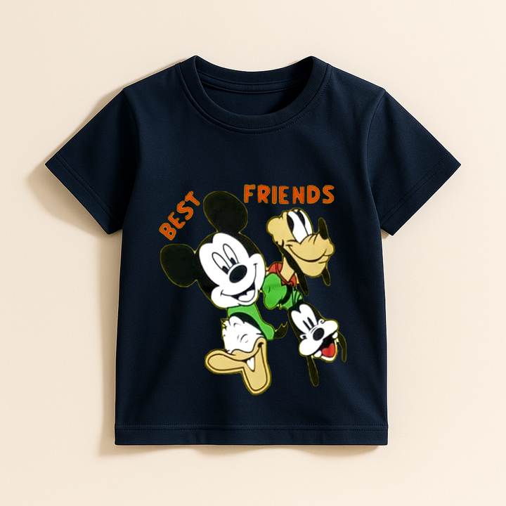 FINERY KIDS COTTON T SHIRT MICKEY BEST FRIENDS NAVY BLUE 11-12Y