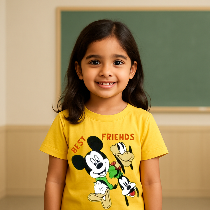 FINERY KIDS COTTON T SHIRT MICKEY BEST FRIENDS YELLOW 11-12Y