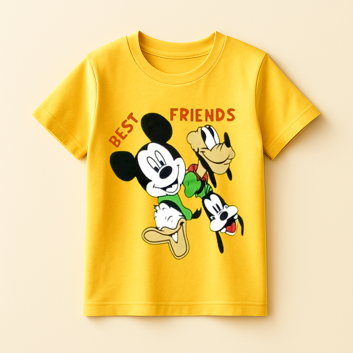 FINERY KIDS COTTON T SHIRT MICKEY BEST FRIENDS YELLOW 11-12Y