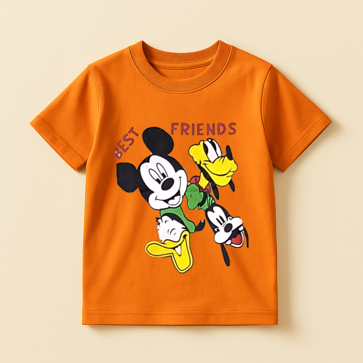 FINERY KIDS COTTON T SHIRT MICKEY BEST FRIENDS ORANGE 11-12Y