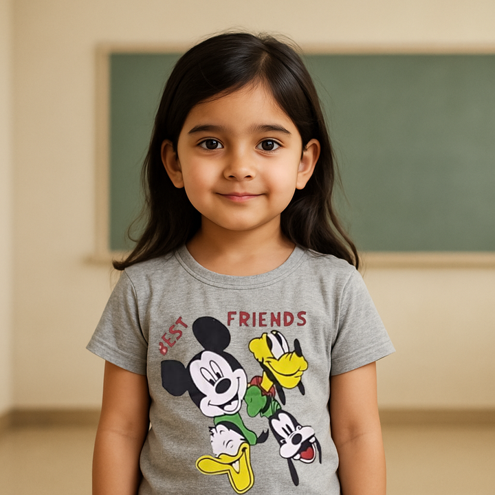 FINERY KIDS COTTON T SHIRT MICKEY BEST FRIENDS GREY 11-12Y