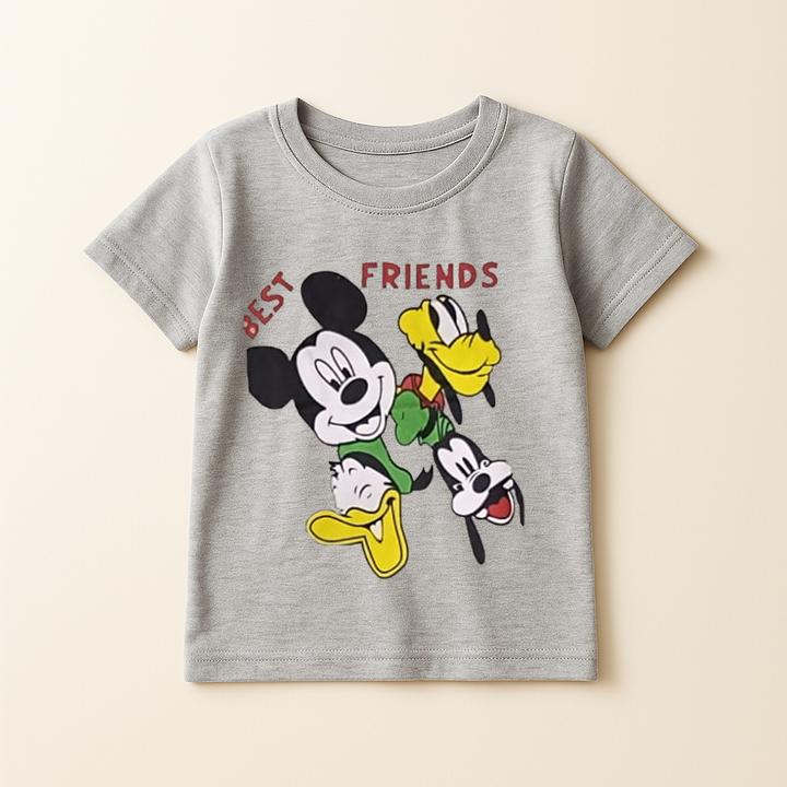 FINERY KIDS COTTON T SHIRT MICKEY BEST FRIENDS GREY 11-12Y