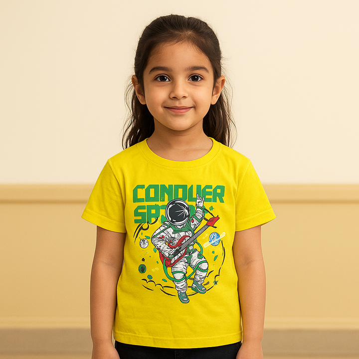 FINERY KIDS COTTON T SHIRT ASTRONAUT KID YELLOW 11-12Y