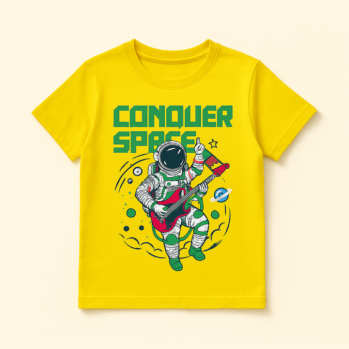 FINERY KIDS COTTON T SHIRT ASTRONAUT KID YELLOW 11-12Y