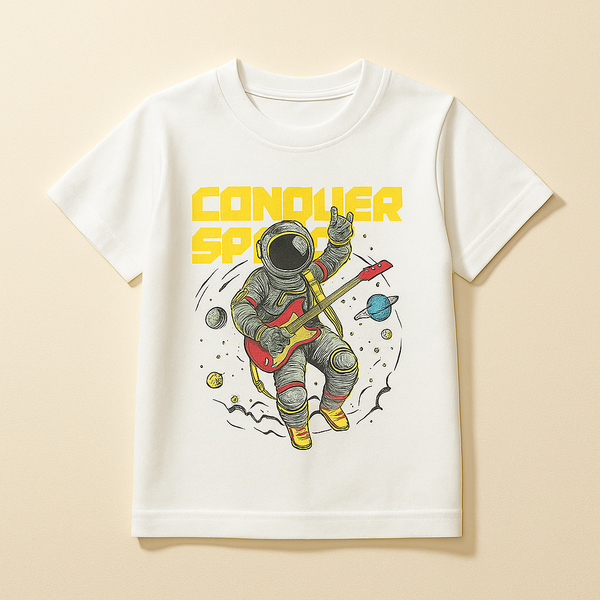 FINERY KIDS COTTON T SHIRT ASTRONAUT KID WHITE 11-12Y