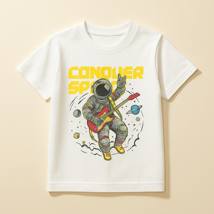FINERY KIDS COTTON T SHIRT ASTRONAUT KID WHITE 11-12Y