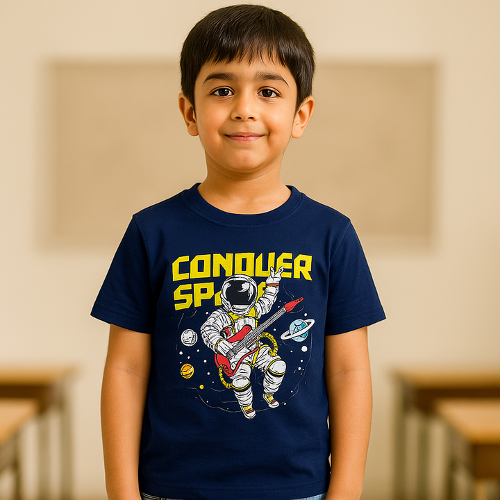 FINERY KIDS COTTON T SHIRT ASTRONAUT KID NAVY BLUE 10-11Y