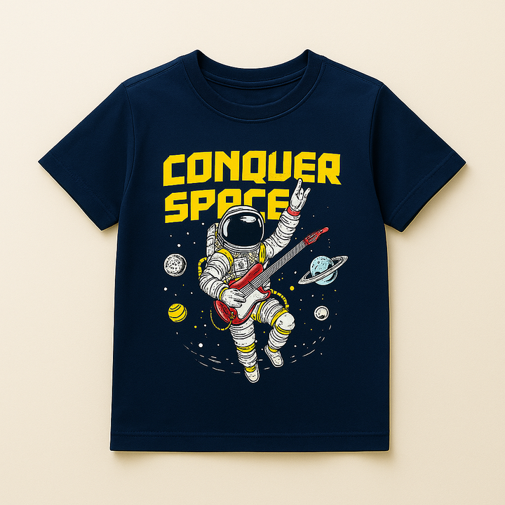 FINERY KIDS COTTON T SHIRT ASTRONAUT KID NAVY BLUE 10-11Y