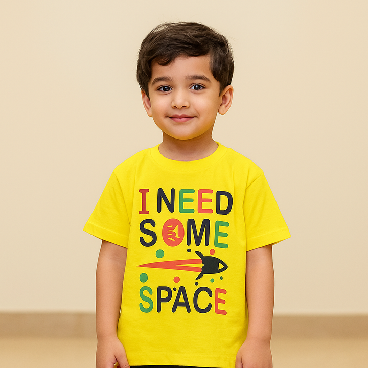 FINERY KIDS COTTON T SHIRT SOME SPACE KID YELLOW 11-12Y