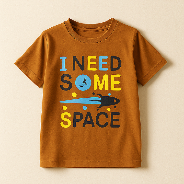 FINERY KIDS COTTON T SHIRT SOME SPACE KID BROWN 11-12Y