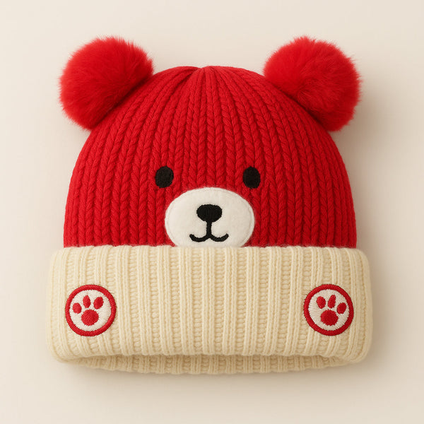 BABY CAP BEAR RED AND OFFWHITE- PESH