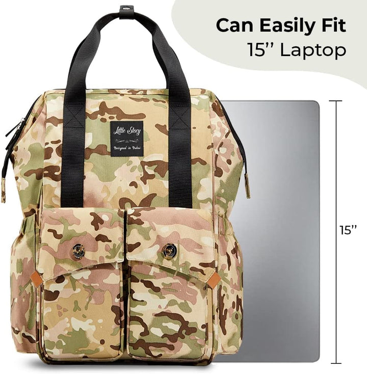 ELLIE & LUKE BABY MULTIFUNCTION DIAPER BAG (WATERPROOF) ARMY STYLE CAMO - PESH