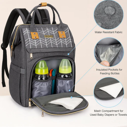 BEST QUALITY DAIPER BAG MULTI PURPOSE GREY-PESH