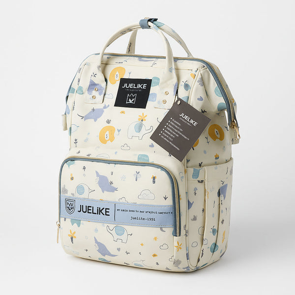 JUELIKE BABY DIAPER BAG (WATERPROOF) ELEPHANTS OFFWHITE - PESH