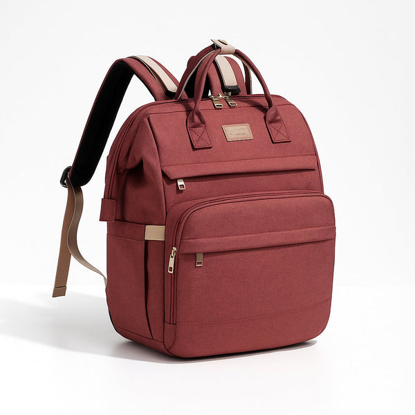 LOVEVOOK 4IN1 BABY DIAPERS BAG (WATERPROOF) WITH PORTABLE BED MAROON - PESH