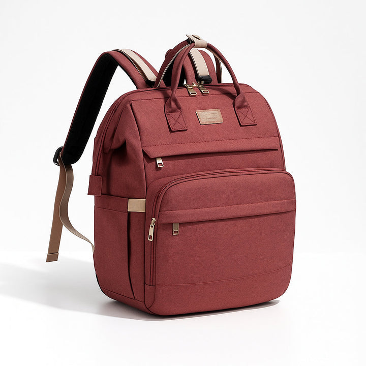 LOVEVOOK 4IN1 BABY DIAPERS BAG (WATERPROOF) WITH PORTABLE BED MAROON - PESH