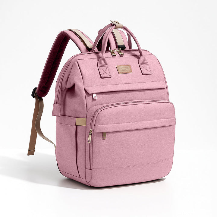 LOVEVOOK 4IN1 BABY DIAPERS BAG (WATERPROOF) WITH PORTABLE BED PEACH - PESH