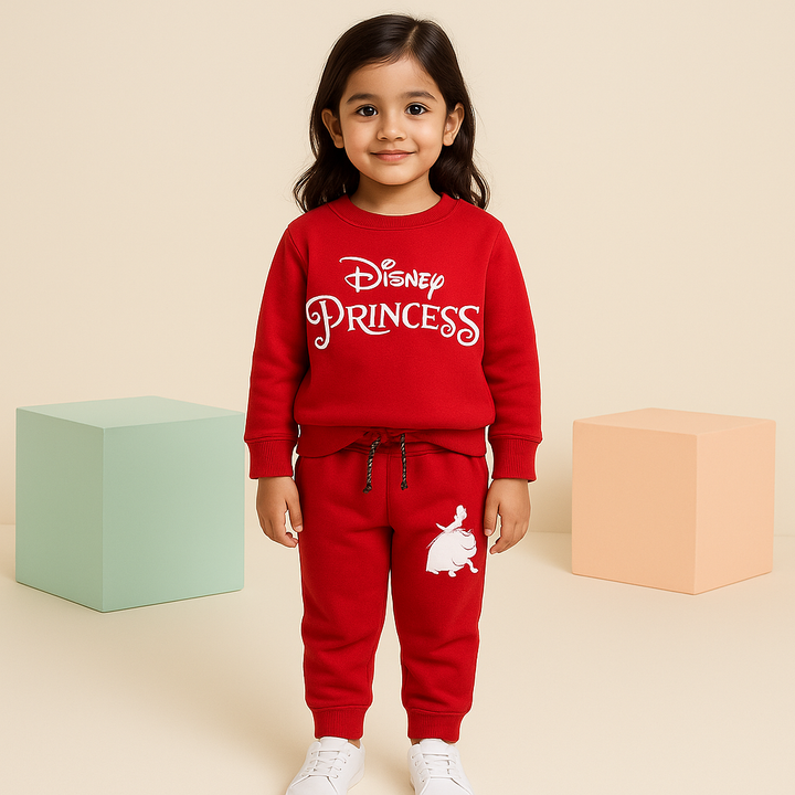 MINI CHARM KIDS FLEECE TRACKSUIT DISNEY PRINCESS RED 9-10Y