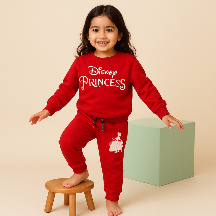 MINI CHARM KIDS FLEECE TRACKSUIT DISNEY PRINCESS RED 9-10Y