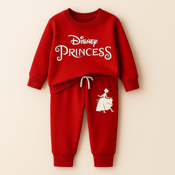 MINI CHARM KIDS FLEECE TRACKSUIT DISNEY PRINCESS RED 9-10Y