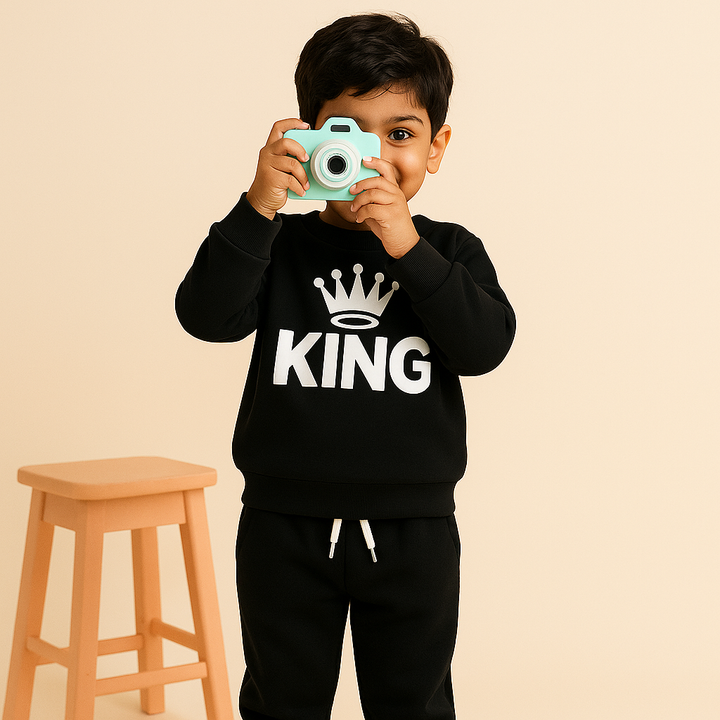 MINI CHARM KIDS FLEECE TRACKSUIT KING BLACK 7-8Y