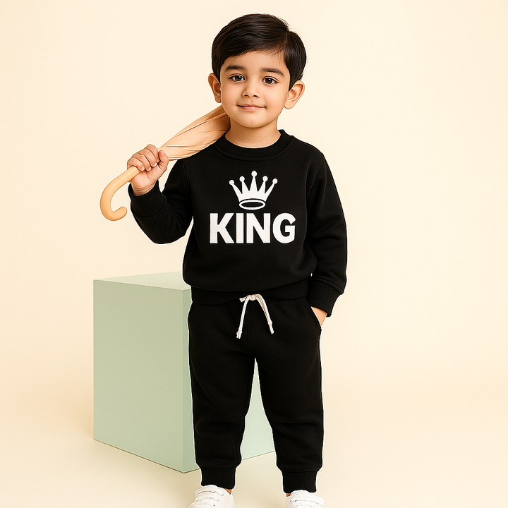 MINI CHARM KIDS FLEECE TRACKSUIT KING BLACK 7-8Y