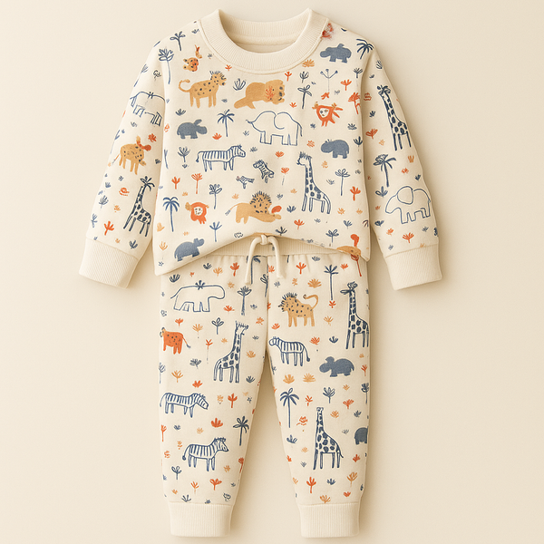 MINI CHARM KIDS FLEECE TRACKSUIT ANIMALS OFFWHITE 9-10Y