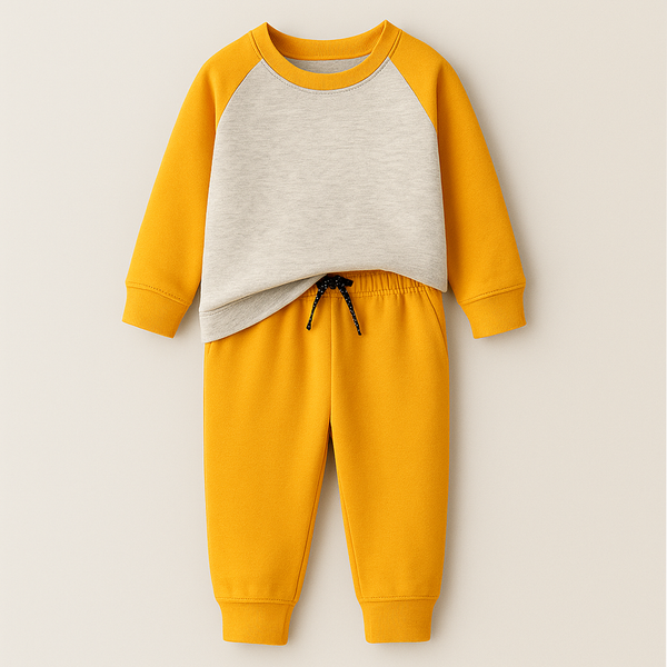 MINI CHARM KIDS FLEECE TRACKSUIT REGLAN YELLOW 3-4Y