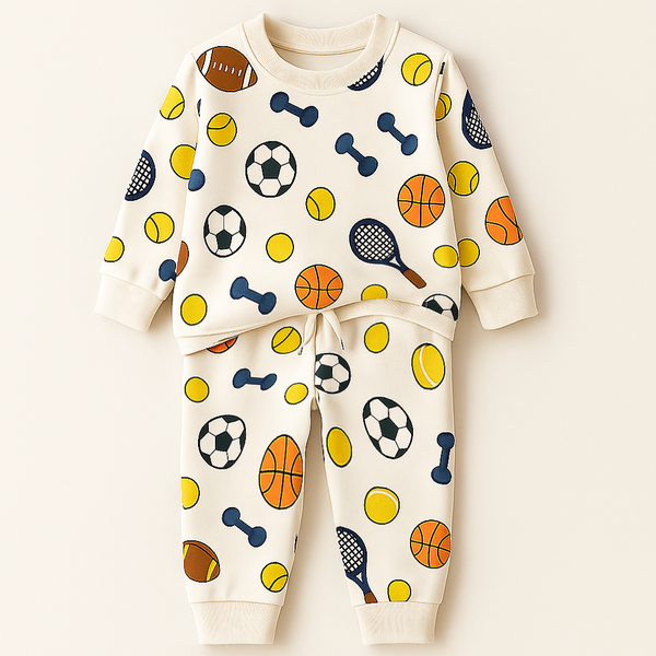 MINI CHARM KIDS FLEECE TRACKSUIT FOOTBALL OFFWHITE 9-10Y