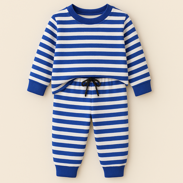 MINI CHARM KIDS FLEECE TRACKSUIT STRIPES ROYAL BLUE 9-10Y