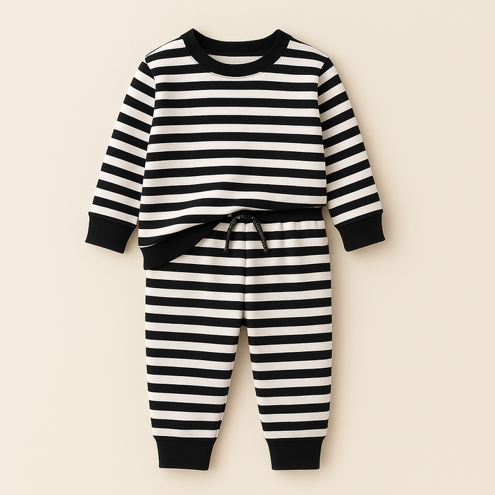 MINI CHARM KIDS FLEECE TRACKSUIT STRIPES BLACK 9-10Y