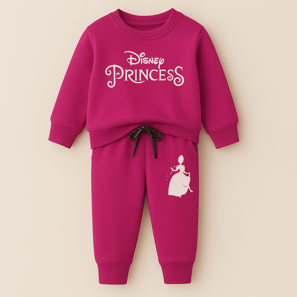MINI CHARM KIDS FLEECE TRACKSUIT DISNEY PRINCESS PINK 7-8Y