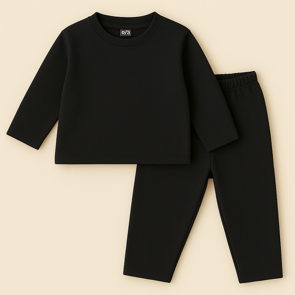 MINI CHARM KIDS POLYESTER TRACKSUIT PLAIN BLACK 22 7-8Y
