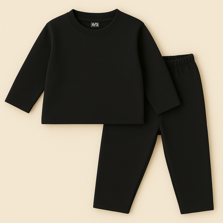 MINI CHARM KIDS POLYESTER TRACKSUIT PLAIN BLACK 22 7-8Y