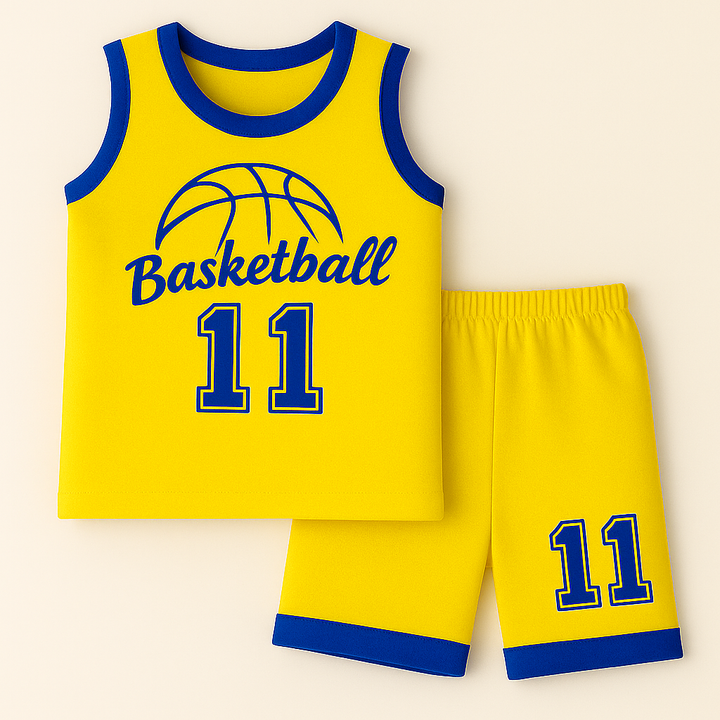 BABA GARMENTS SHORT AND SANDO BASKETBALL YELLOW 7-8 Y