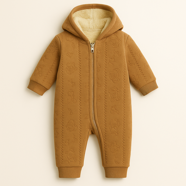 BABA GARMENTS WINTER HOODED ROMPER BEAR BROWN(9-12M)