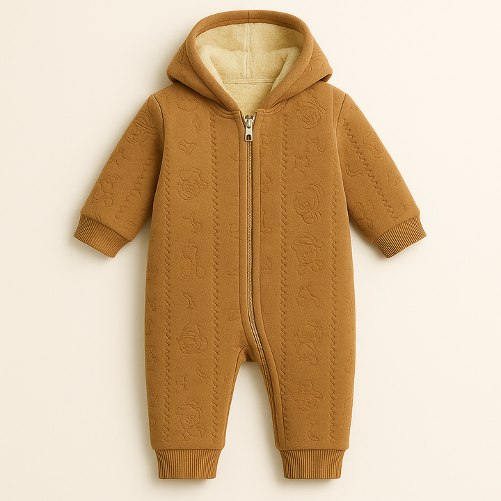 BABA GARMENTS WINTER HOODED ROMPER BEAR BROWN(9-12M)