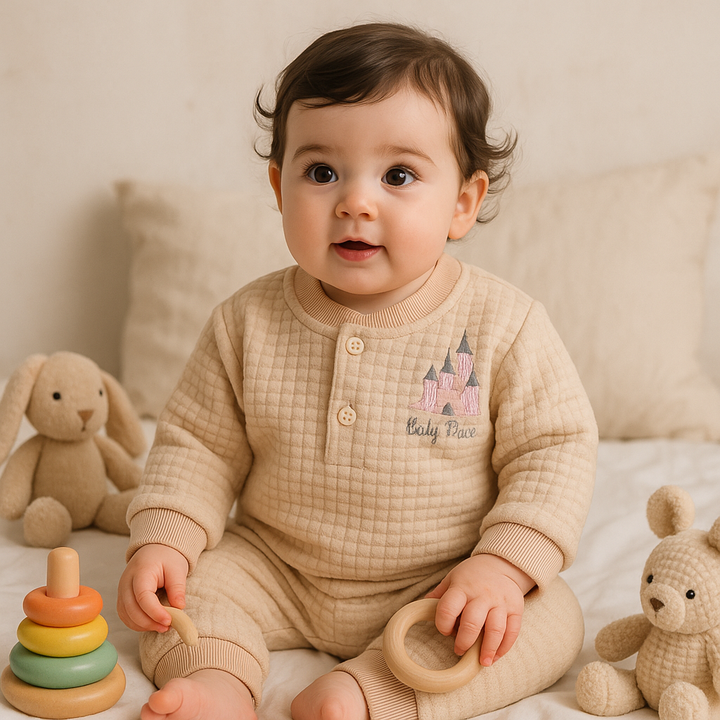 BABA GARMENTS FLEECE PAJAMA SET CASTLE BIEGE (9-12M)