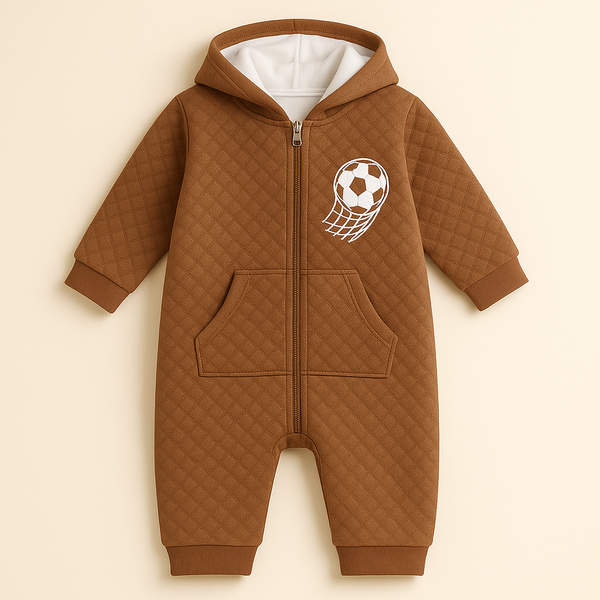 BABA GARMENTS WINTER HODED ROMPER VOLLEYBALL GREY (9-12M)