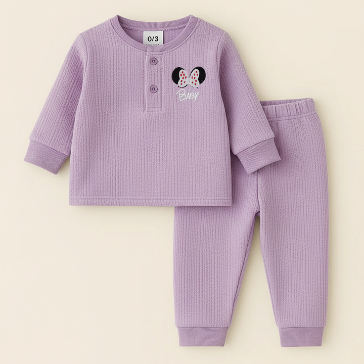BABA GARMENTS FLEECE PAJAMA SET BUTTERFLY PURPLE (9-12M)