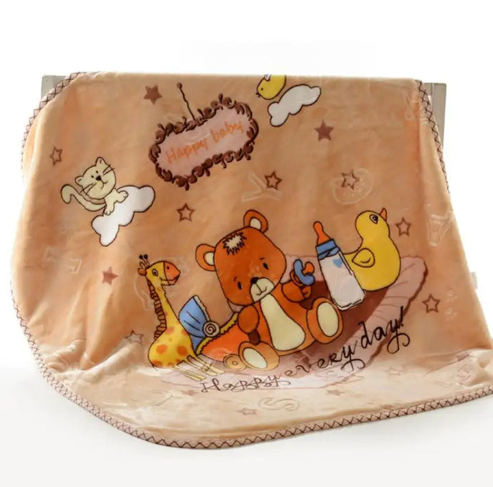 Little Star Printed Blanket Bear Light Brown L (41W x 56L in)