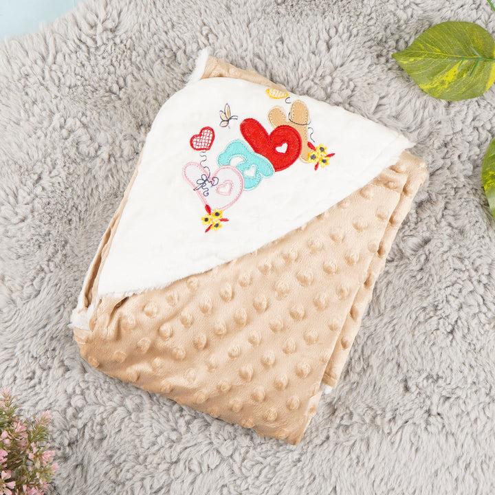 LITTLE STAR WRAPING SHEET POPPY SEED+FUR CAP EMB CAMEL