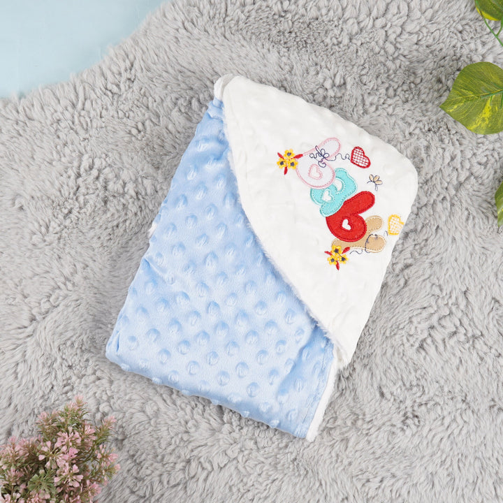 LITTLE STAR WRAPING SHEET POPPY SEED+FUR CAP EMB SKY BLUE