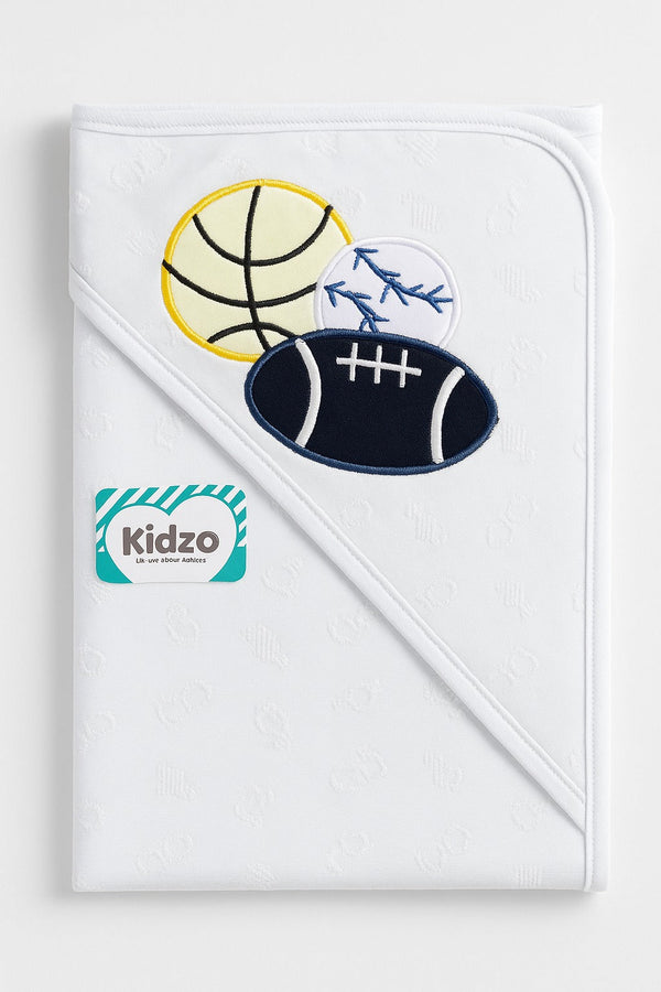Little Star Baby Emb Wrapping Sheet Football White