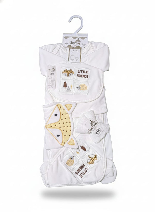 Little Star Newborn Baby 10Pcs Warm Gift Set White & Brown