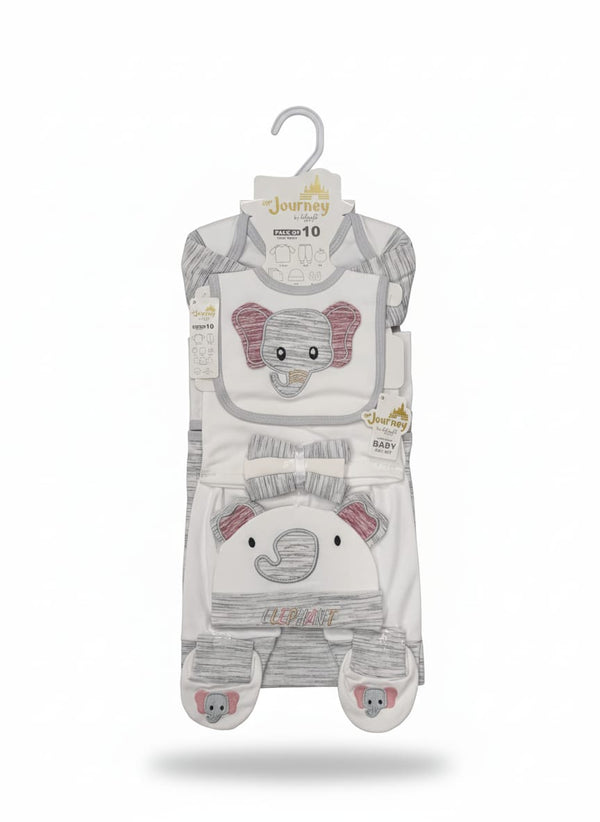 Little Star Newborn Baby 10Pcs Warm Gift Set Elephant Grey