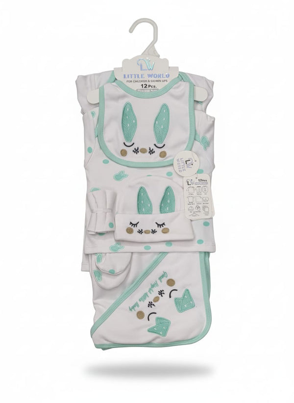 Little Star Newborn Baby 12Pcs Warm Gift Set Bunny Green