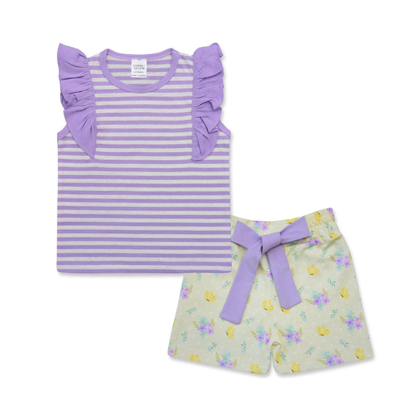 Cuddle & Cradle Girls Shirt & Shorts (Stripes)