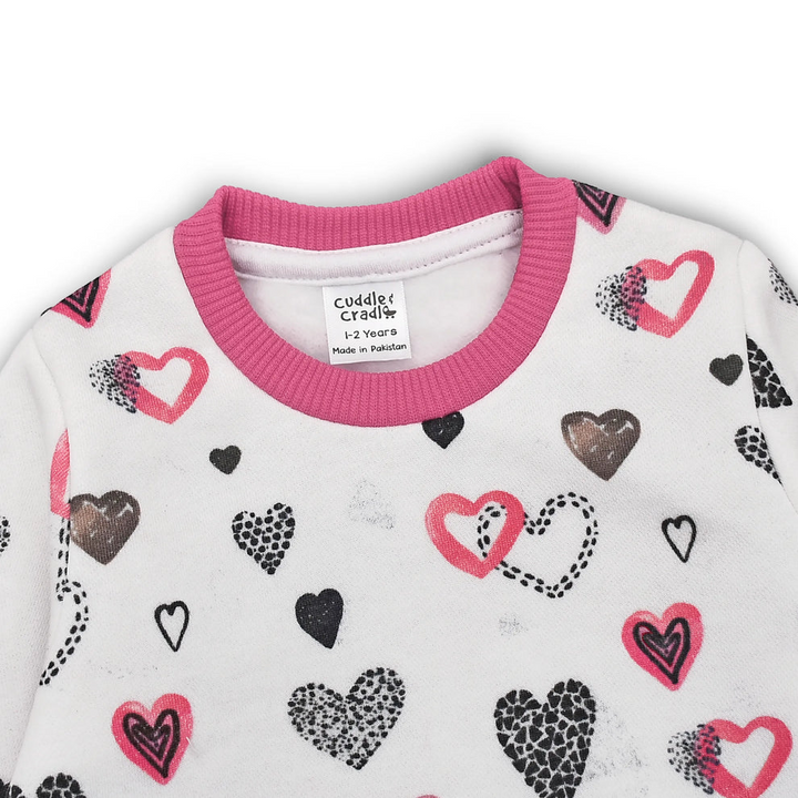 Cuddle & Cradle Girls Fleece Frock (Hearts) - 4-5 Y