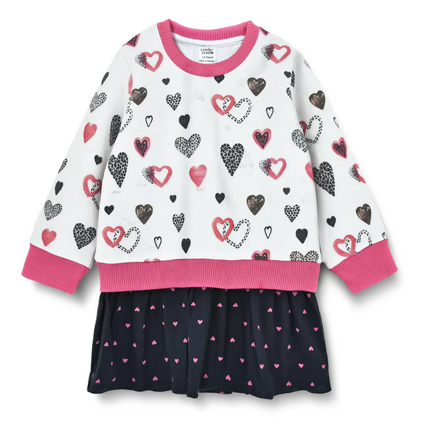 Cuddle & Cradle Girls Fleece Frock (Hearts) - 4-5 Y
